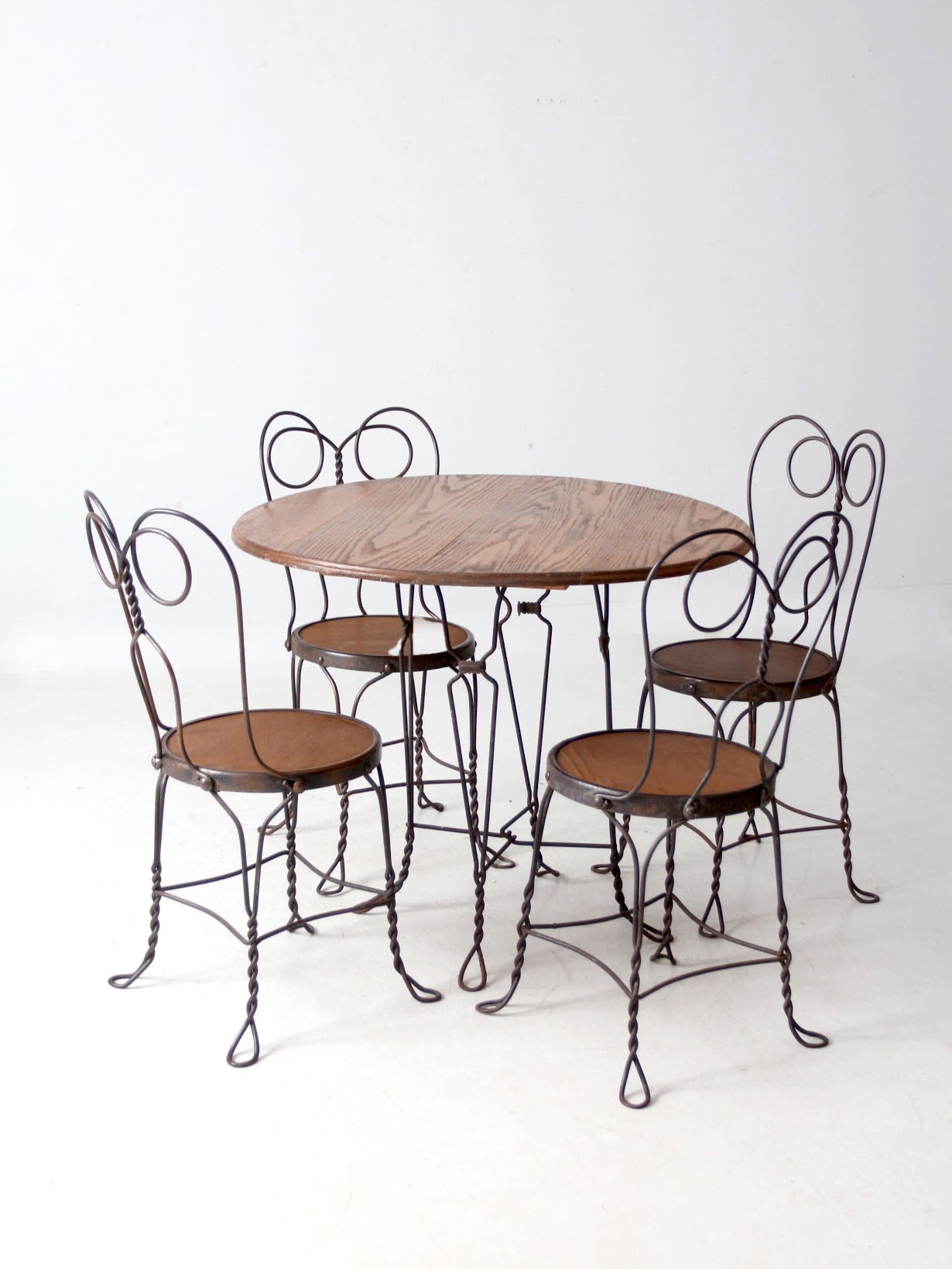 antique twisted iron bistro table set