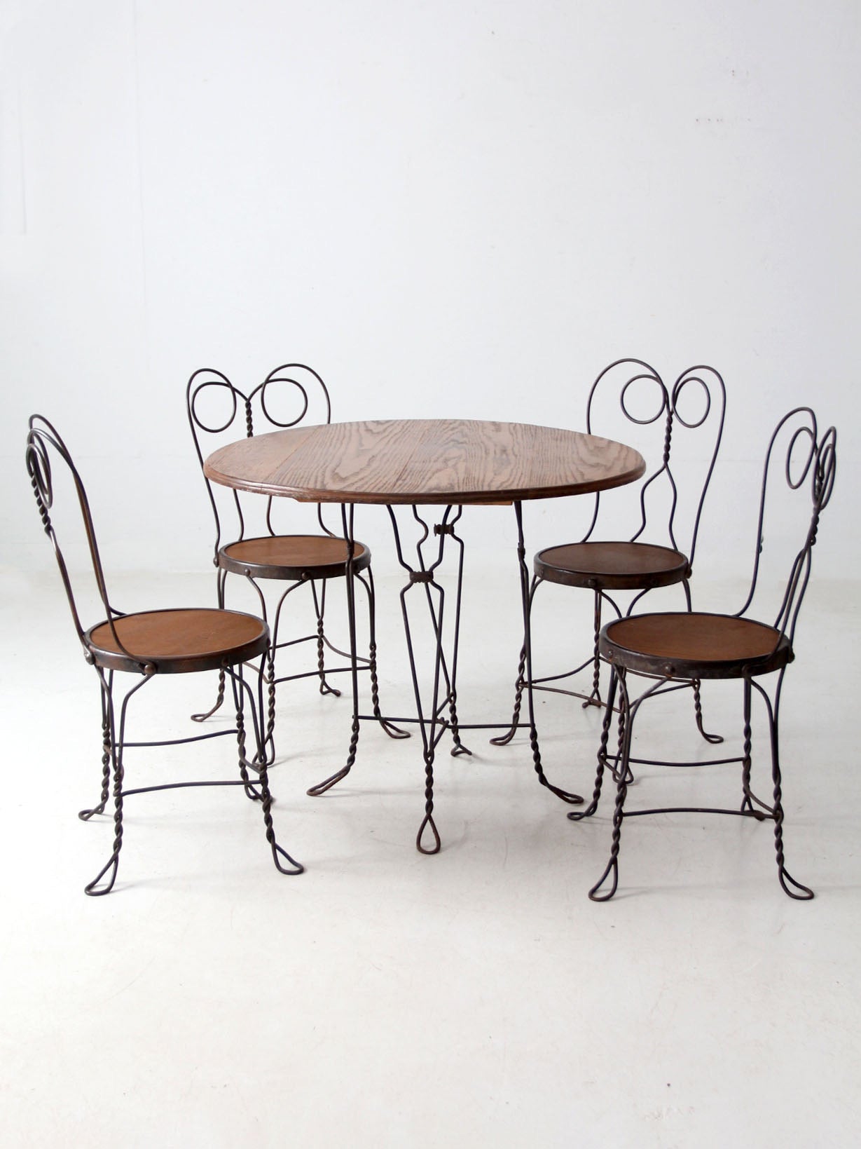 antique twisted iron bistro table set