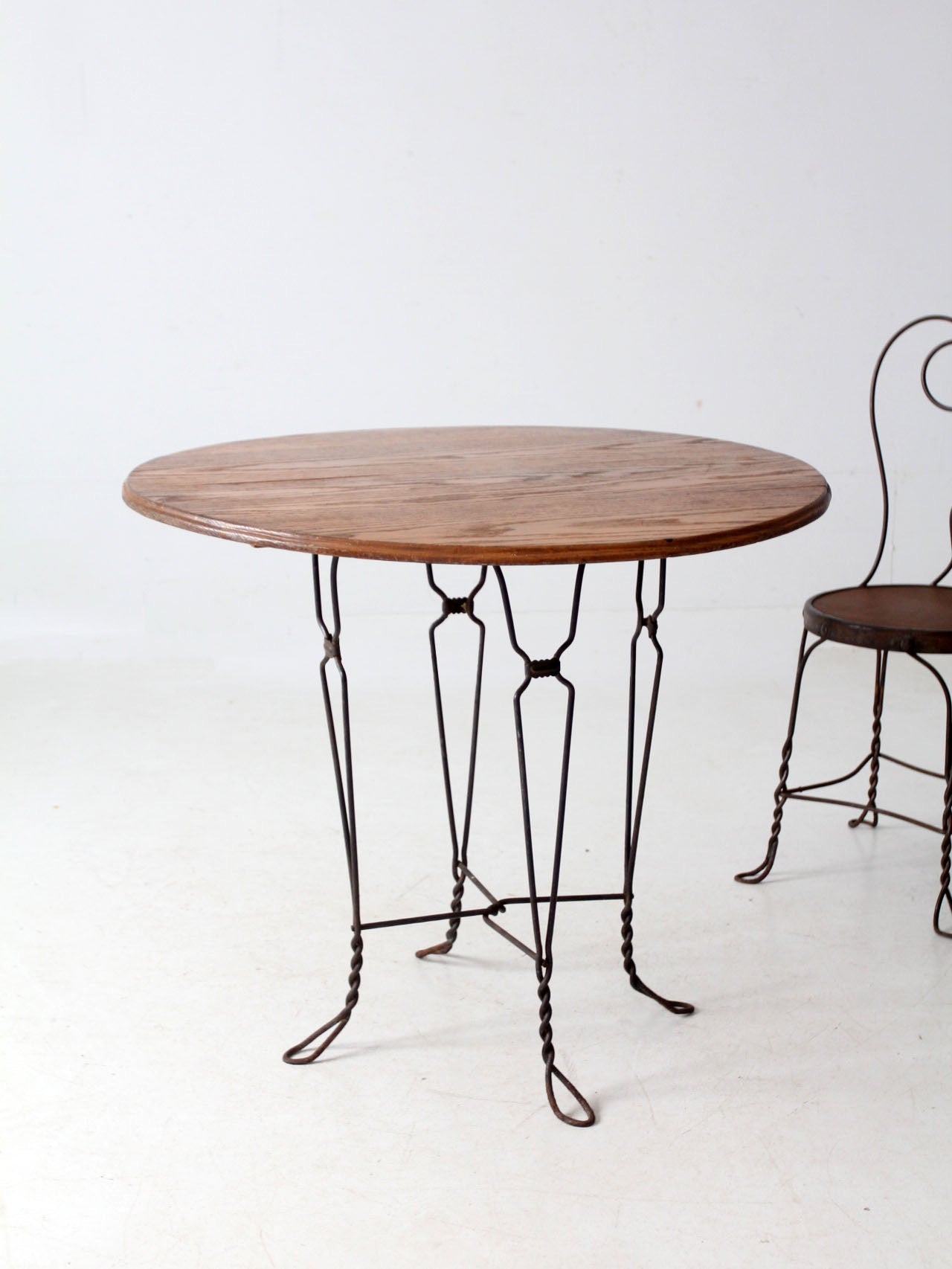 antique twisted iron bistro table set