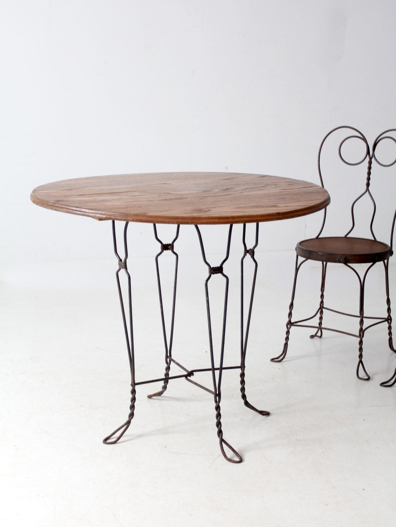 antique twisted iron bistro table set