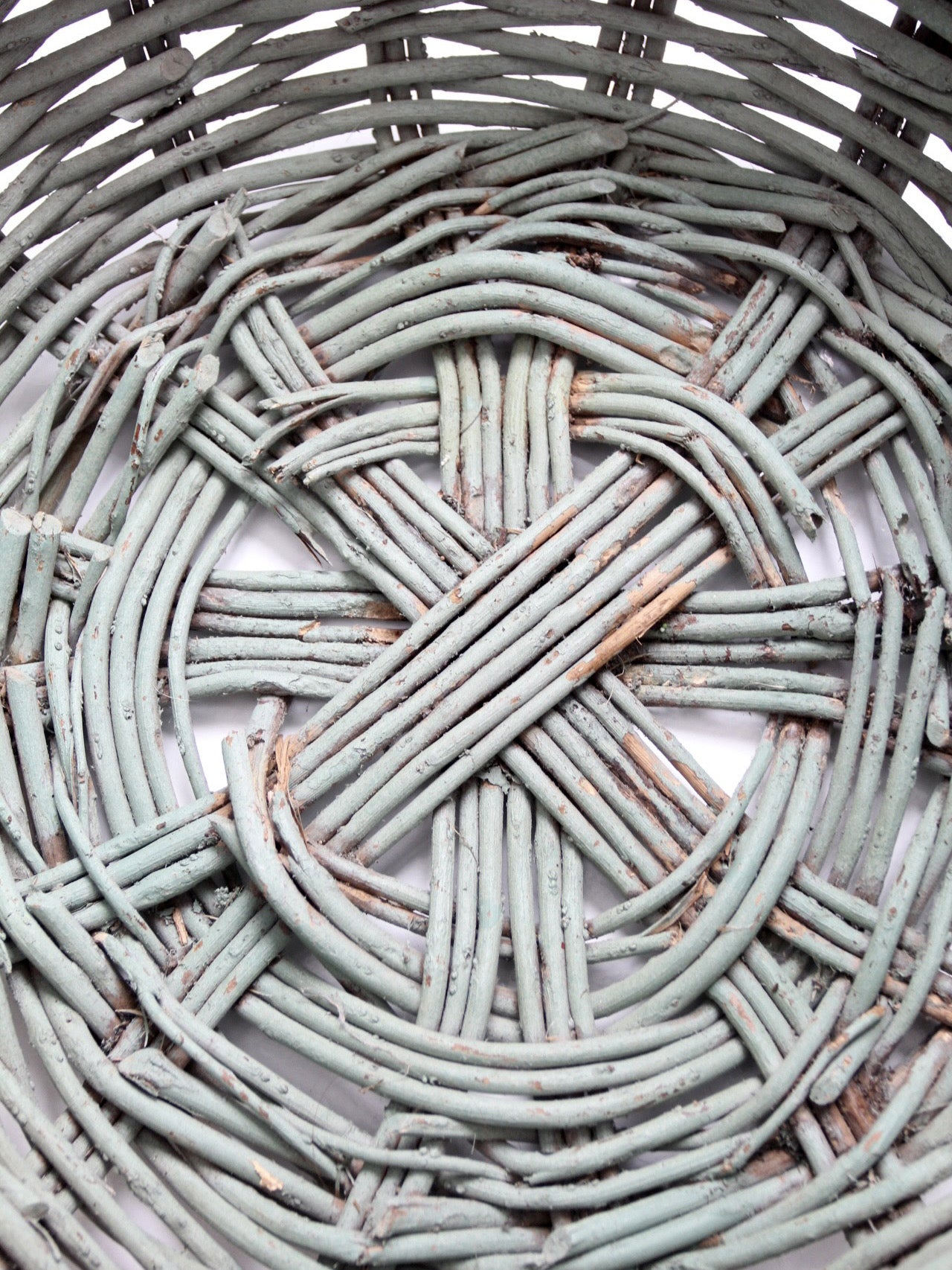vintage green painted gathering basket