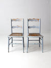 antique painted caned chairs pair