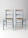 antique painted caned chairs pair