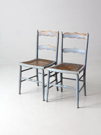 antique painted caned chairs pair