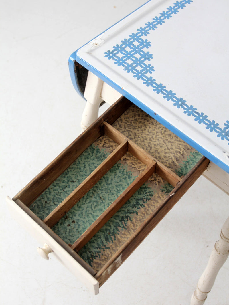 vintage 1930s drop leaf enamel top kitchen table