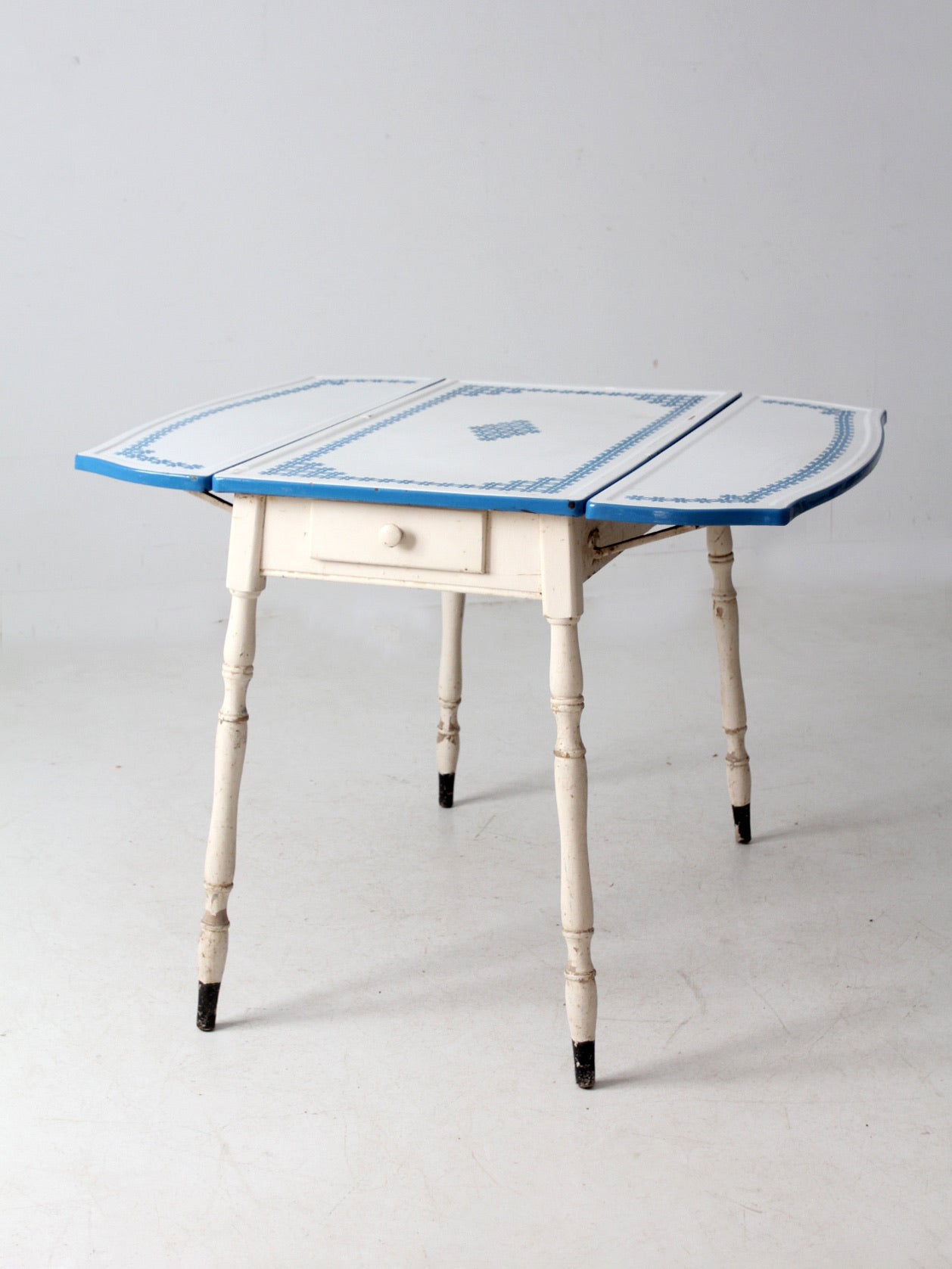 vintage 1930s drop leaf enamel top kitchen table