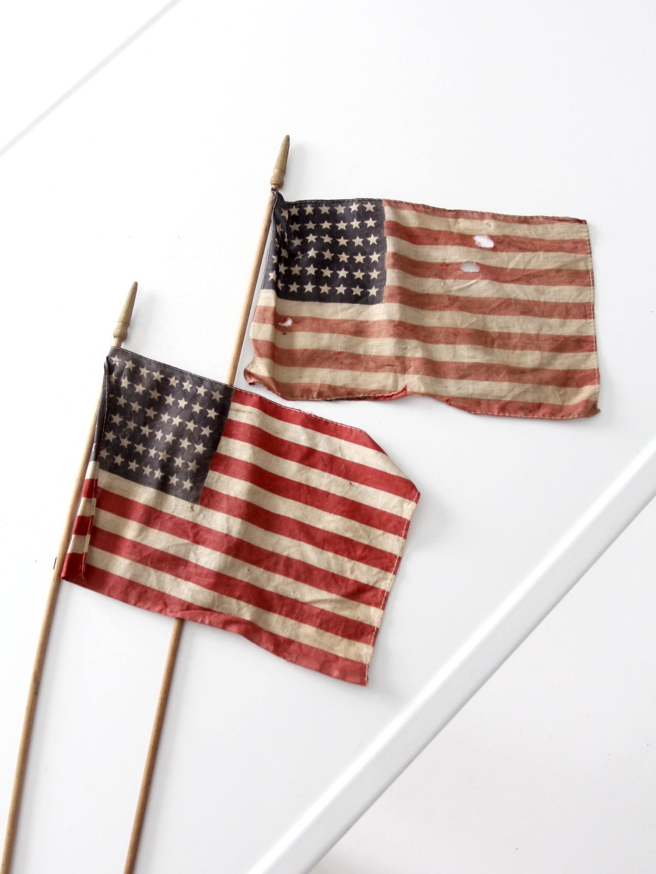 pair of vintage 48 star American parade flags