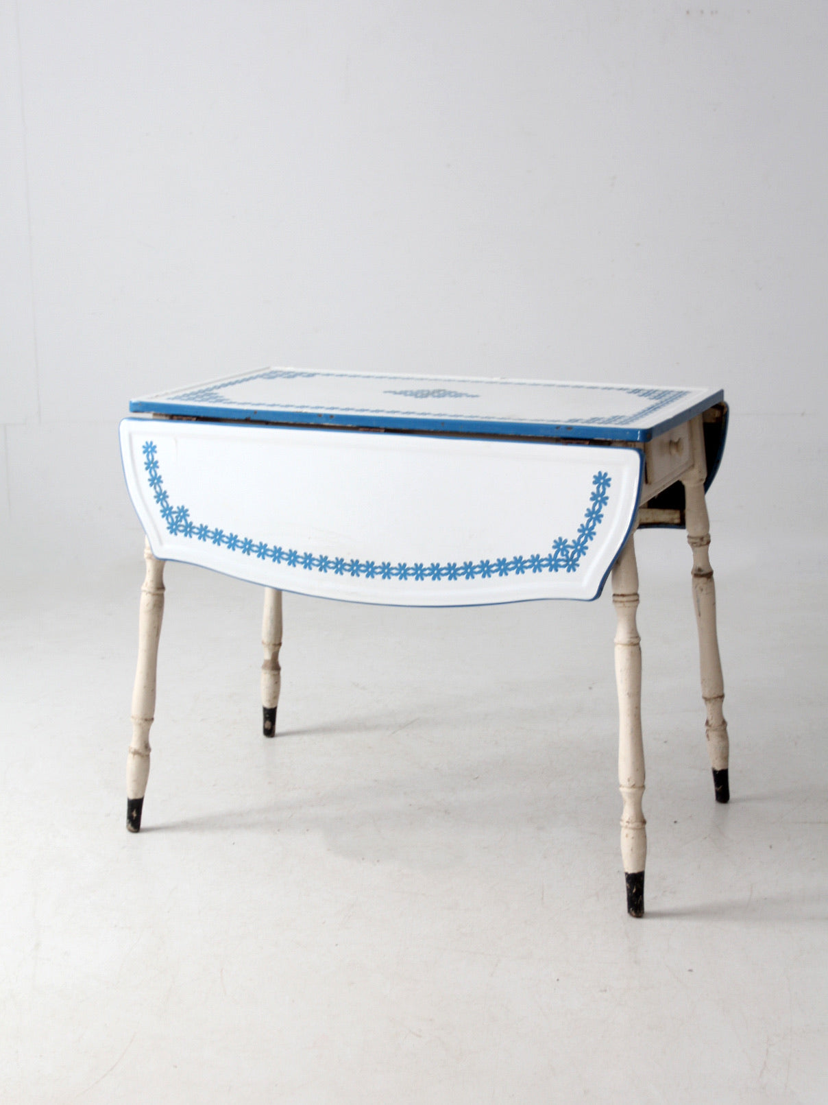 vintage 1930s drop leaf enamel top kitchen table