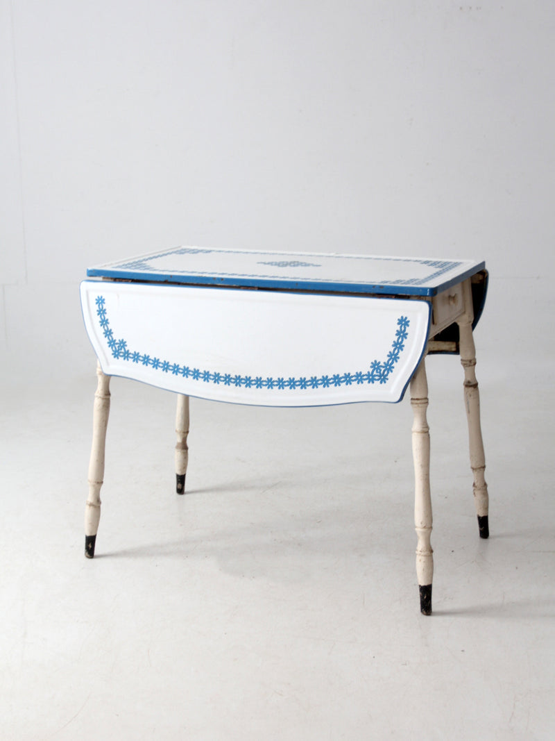 vintage 1930s drop leaf enamel top kitchen table
