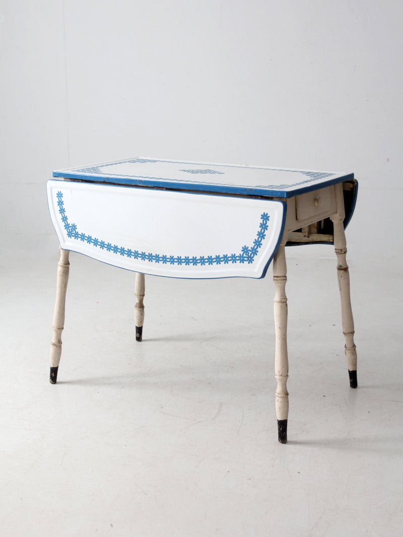 vintage 1930s drop leaf enamel top kitchen table