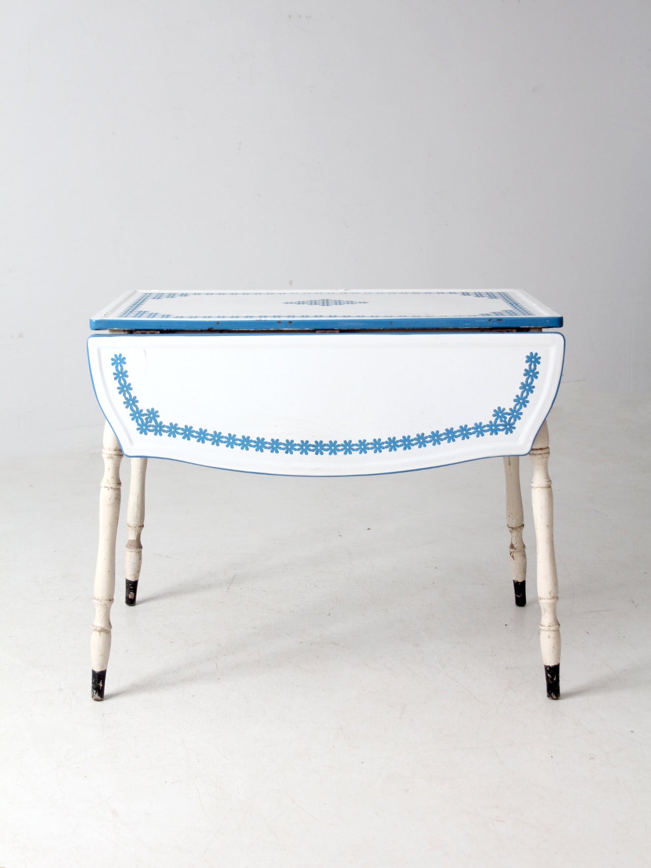 vintage 1930s drop leaf enamel top kitchen table