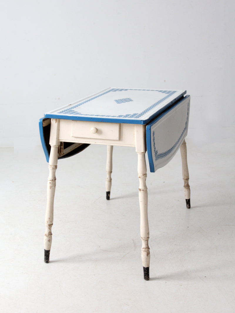 vintage 1930s drop leaf enamel top kitchen table