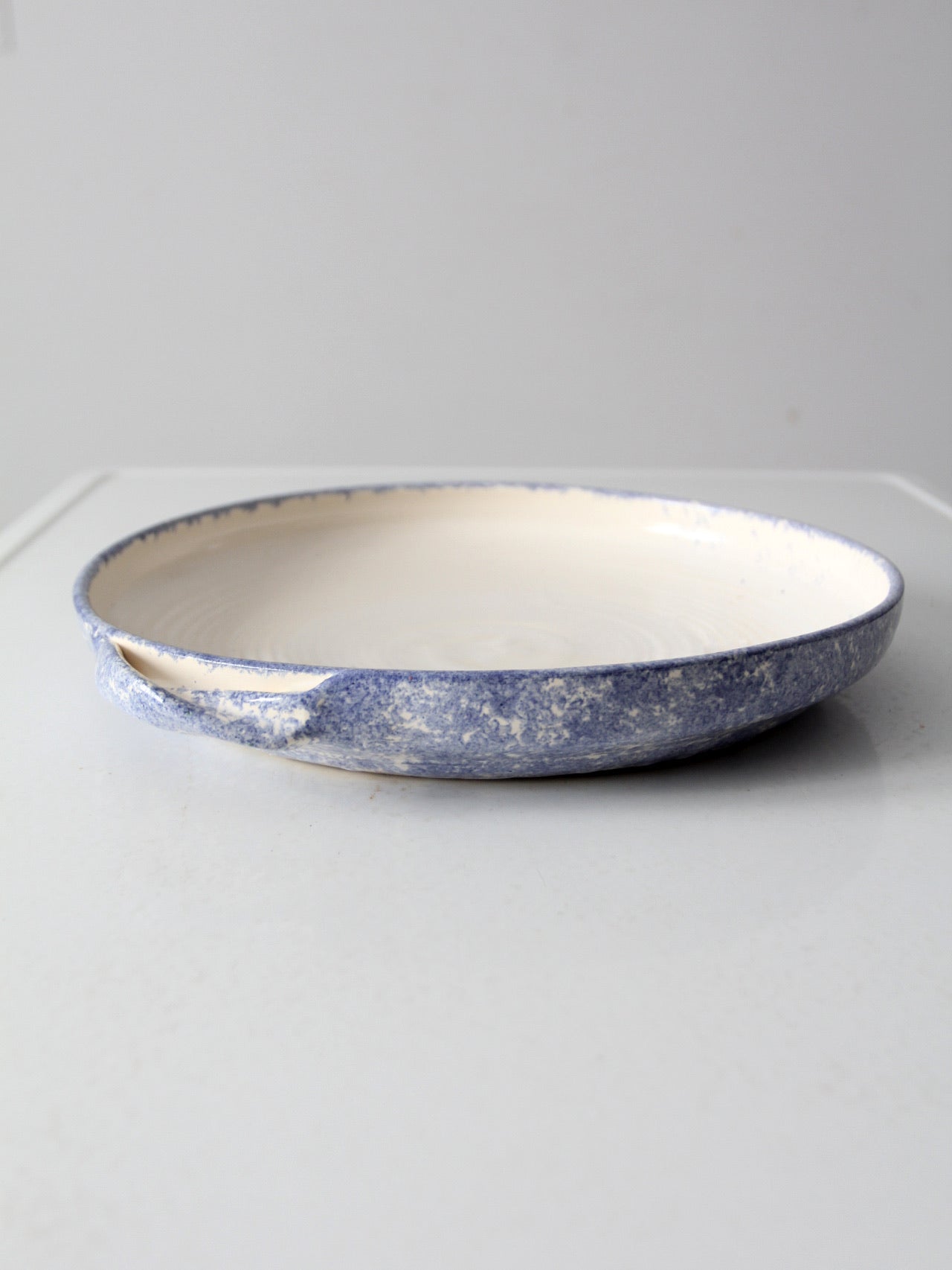 vintage studio pottery shallow bowl