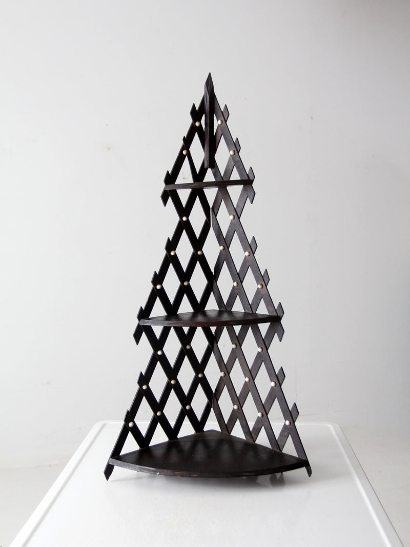 antique Victorian lattice corner shelf
