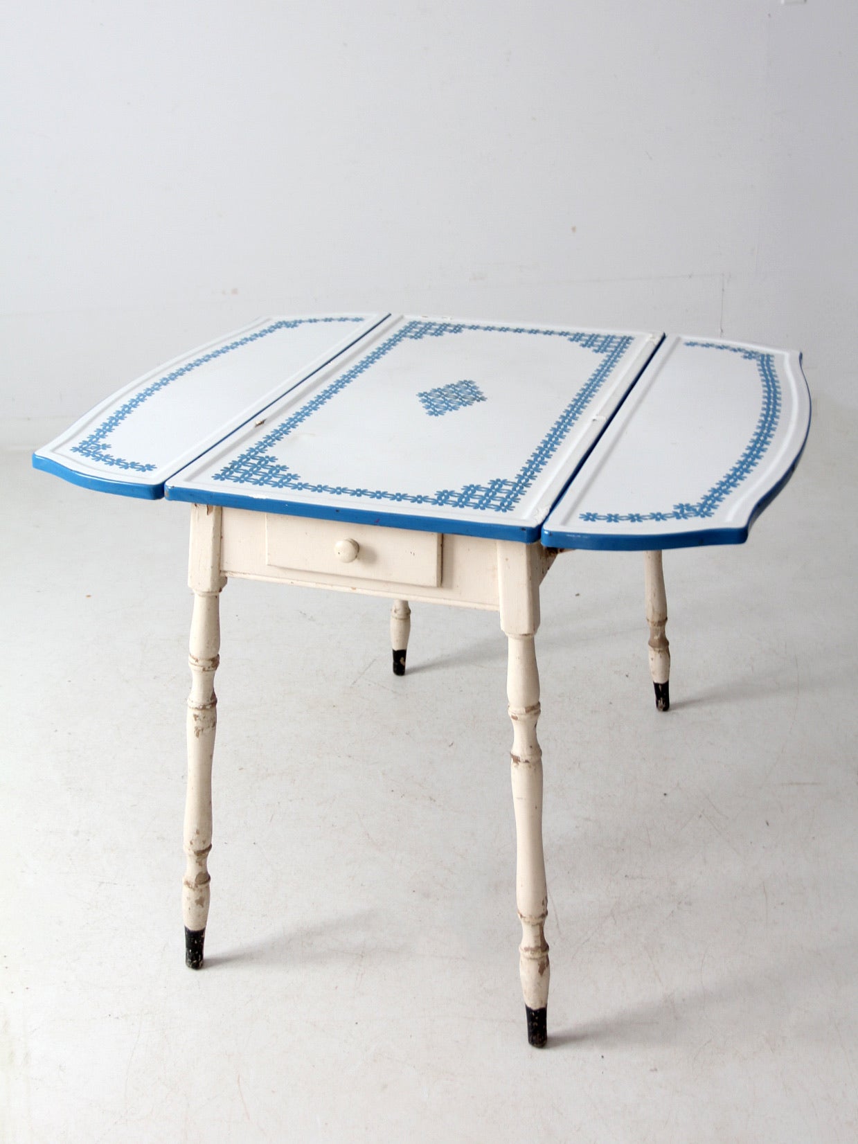 vintage 1930s drop leaf enamel top kitchen table