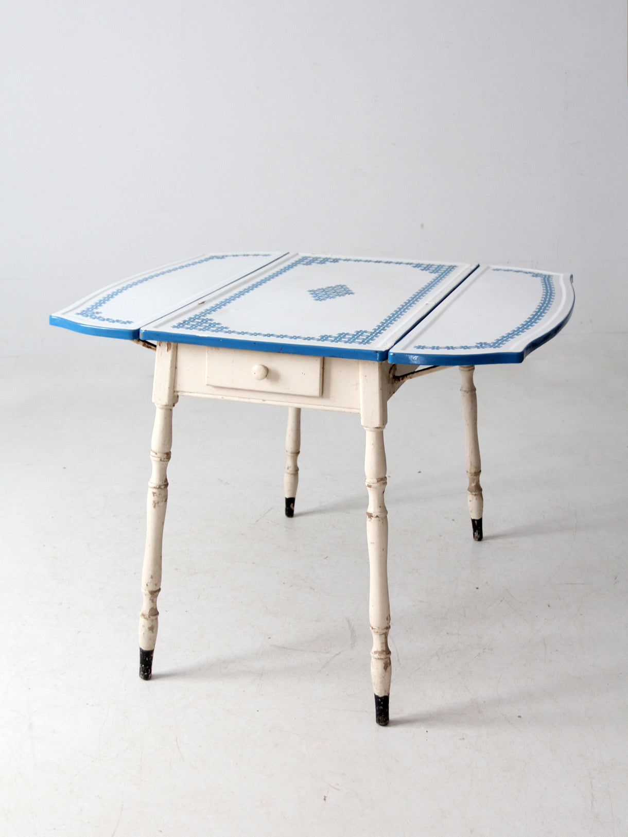 vintage 1930s drop leaf enamel top kitchen table