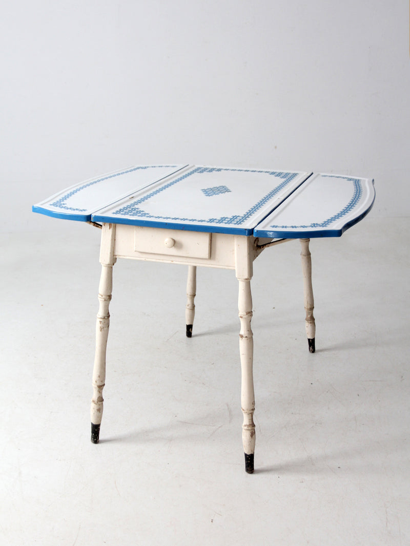 vintage 1930s drop leaf enamel top kitchen table