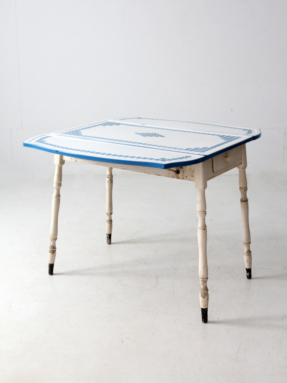 vintage 1930s drop leaf enamel top kitchen table