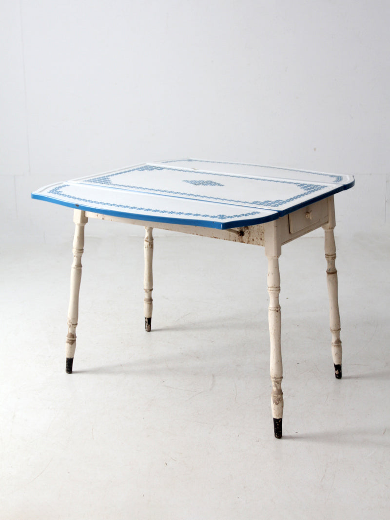 vintage 1930s drop leaf enamel top kitchen table