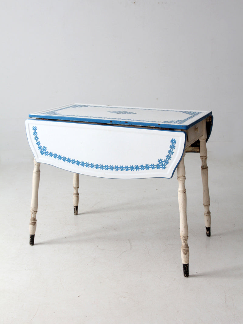 vintage 1930s drop leaf enamel top kitchen table