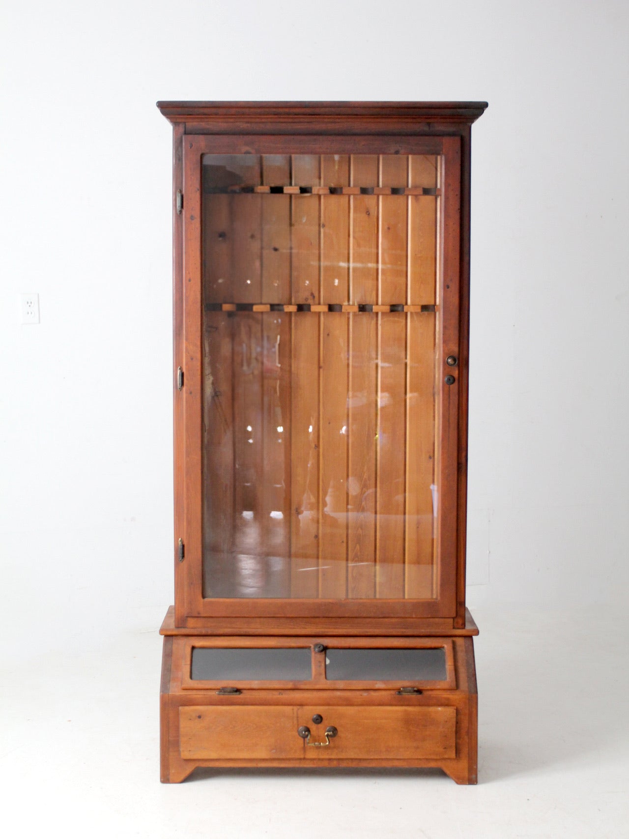 vintage pine gun cabinet