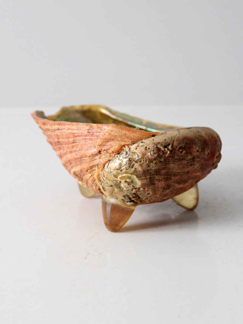 mid century abalone shell footed bowl