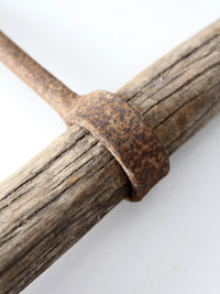 antique ice hook with wood handle