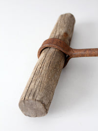 antique ice hook with wood handle