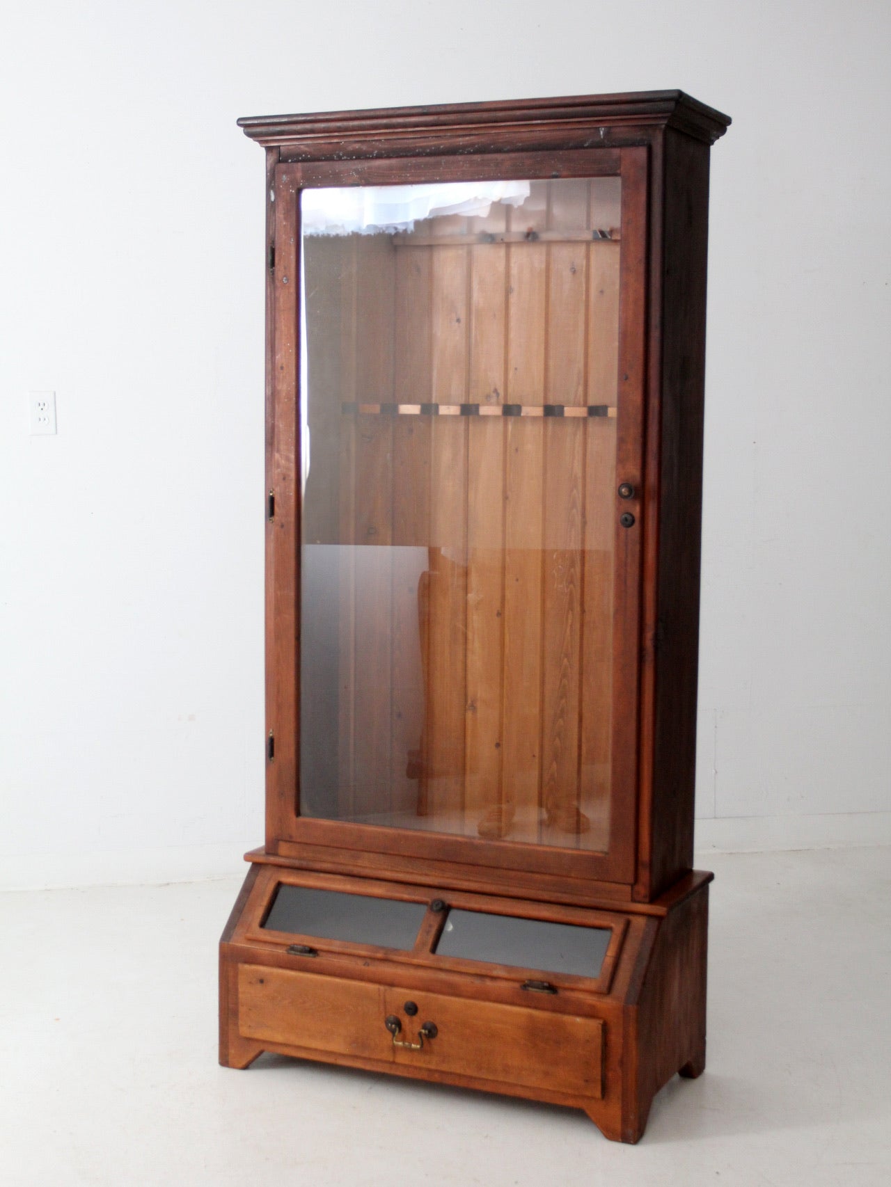 vintage pine gun cabinet