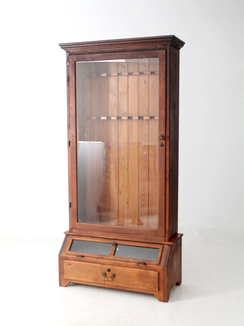 vintage pine gun cabinet