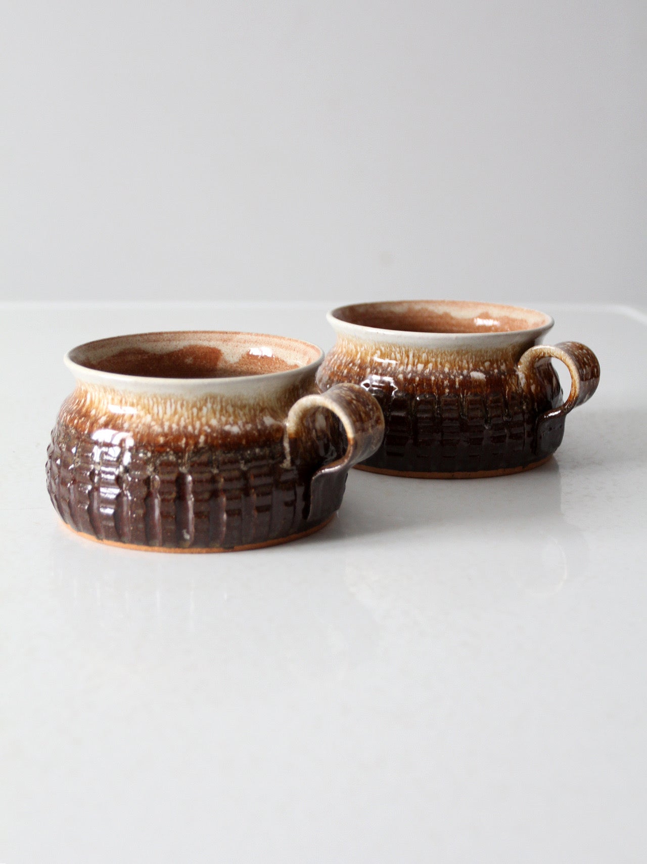 vintage studio pottery mugs pair