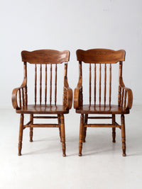 pair of vintage press-back back armchairs