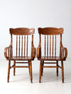 pair of vintage press-back back armchairs
