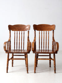 pair of vintage press-back back armchairs