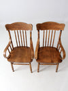 pair of vintage press-back back armchairs