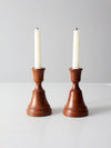 vintage pair wood candlestick holders