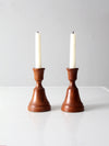 vintage pair wood candlestick holders