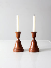 vintage pair wood candlestick holders