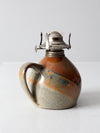 vintage studio pottery oil lamp with hurricane