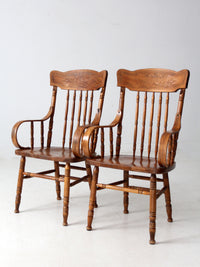pair of vintage press-back back armchairs