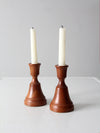 vintage pair wood candlestick holders