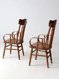 pair of vintage press-back back armchairs