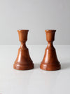 vintage pair wood candlestick holders