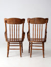 pair of vintage press-back back armchairs