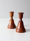 vintage pair wood candlestick holders