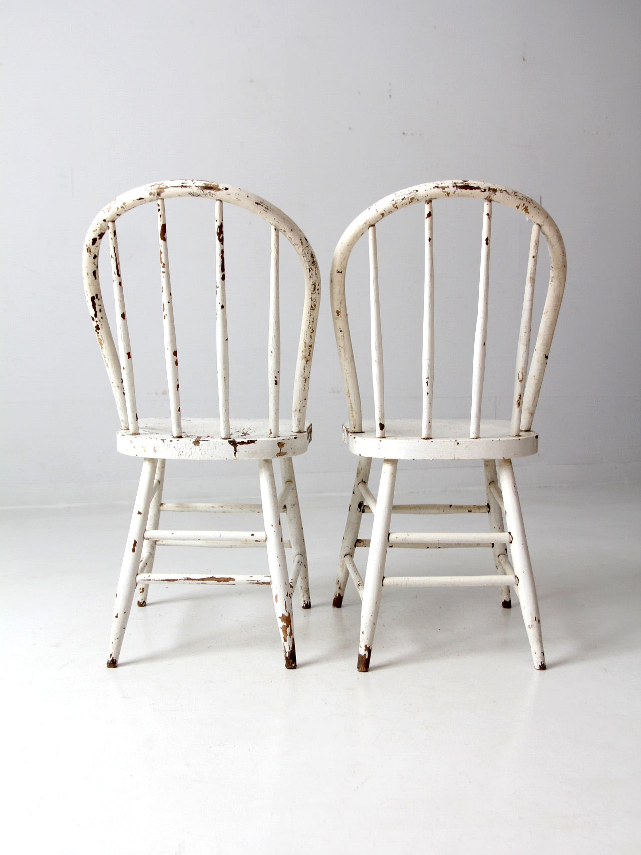 antique white spindle back chairs pair