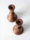 vintage pair wood candlestick holders