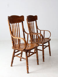 pair of vintage press-back back armchairs