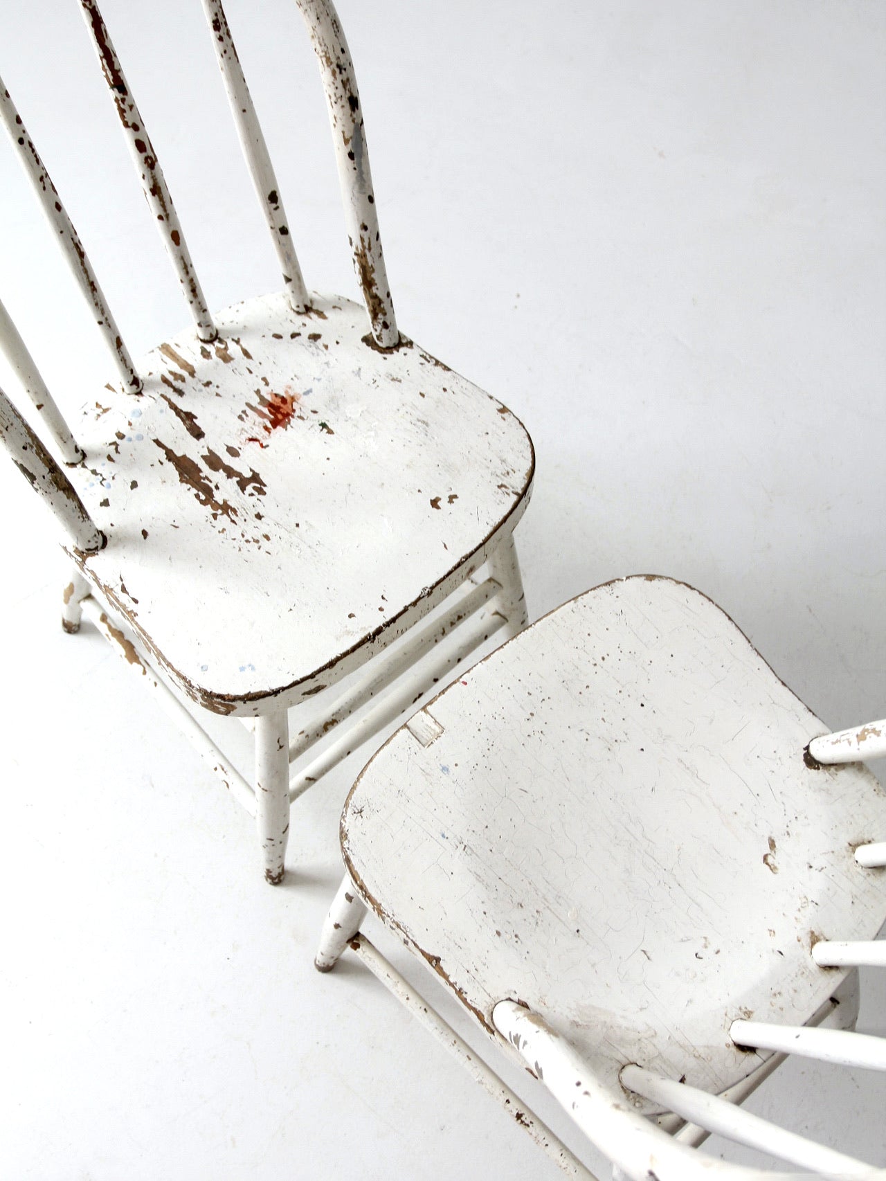 antique white spindle back chairs pair – 86 Vintage