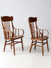 pair of vintage press-back back armchairs